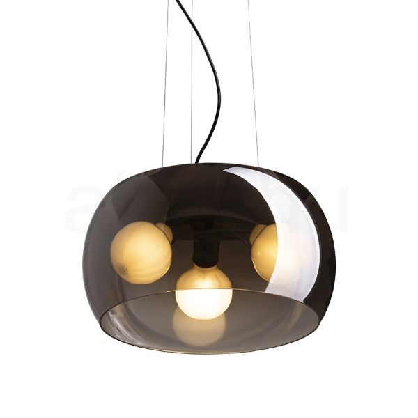 AMANDA függő lámpa matt fekete füstös üveg 230V LED E27 3x15W